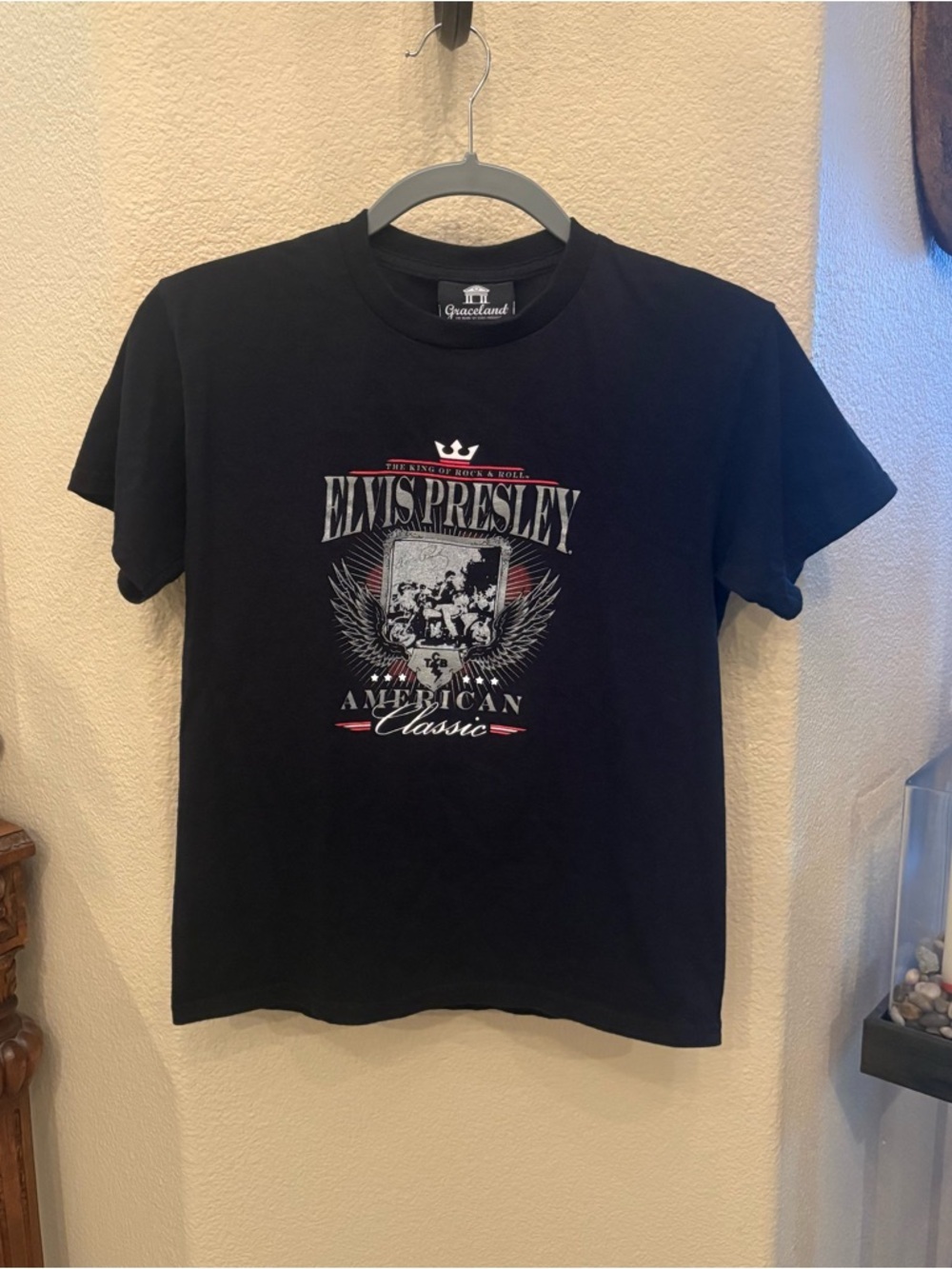 GRACELAND Kids Elvis Presley Black American Classic Graphic T-Shirt Size Medium
